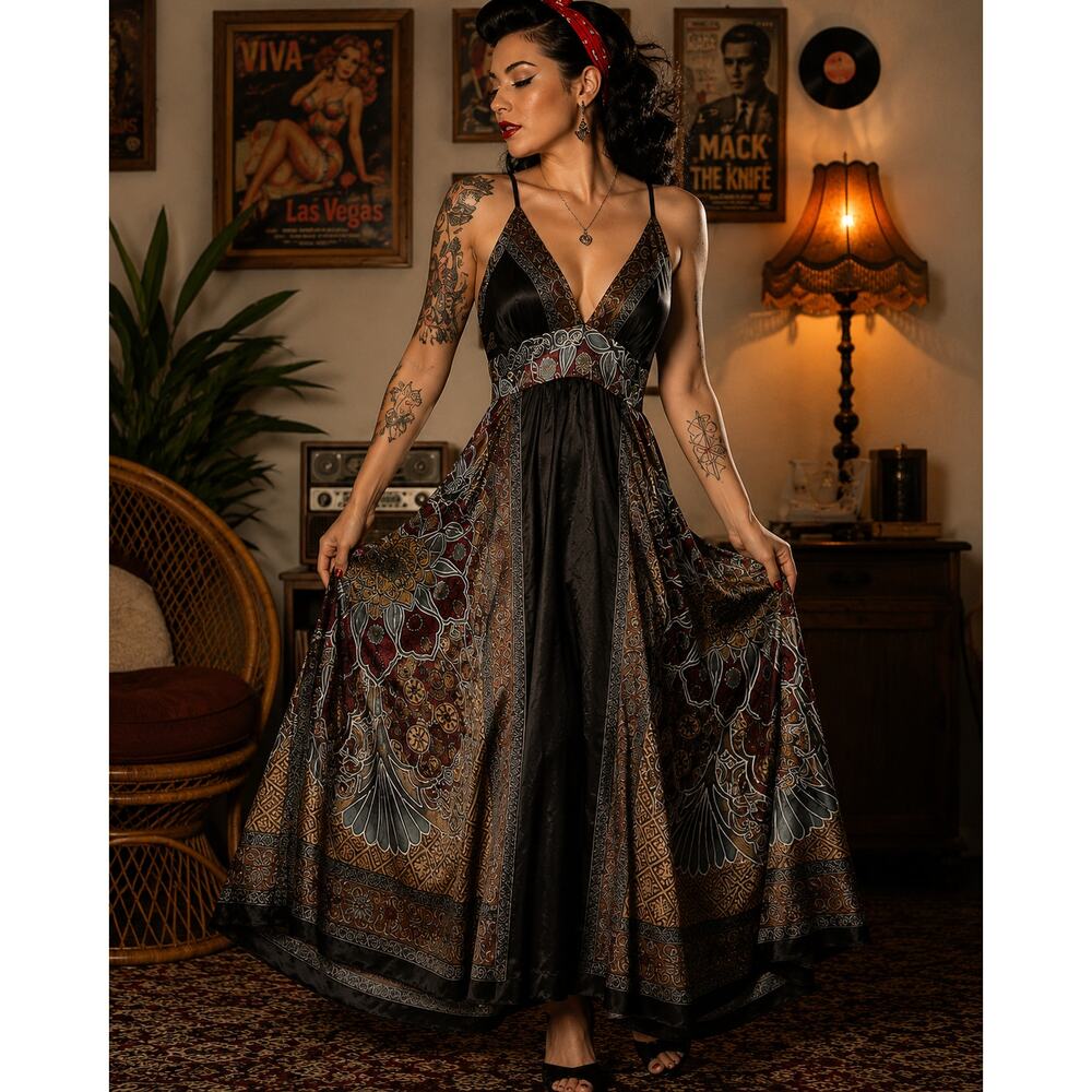 Vintage Rubber Ducky Handkerchief Hem Maxi Dress NWT Boho S